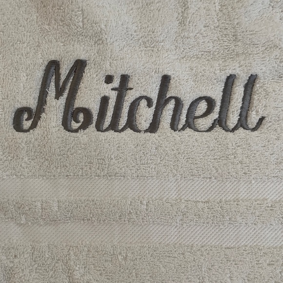 White monogram towel 36x72 “Mitchell “ - Picture 1 of 4